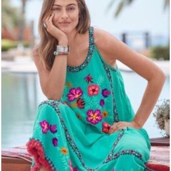 Lula Soul Celebrate Embroidered Floral Sleeveless BOHO Maxi Dress Womens Size 2X - Picture 7 of 11